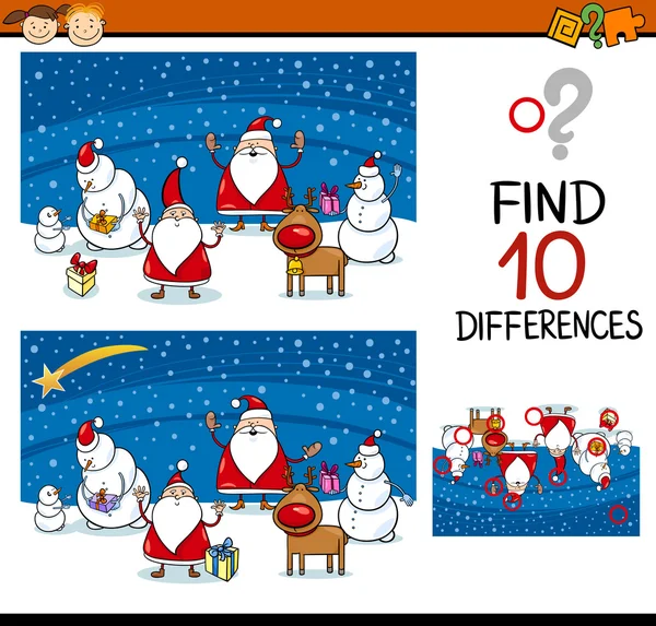 Christmas differences game for kids — Stock Vector