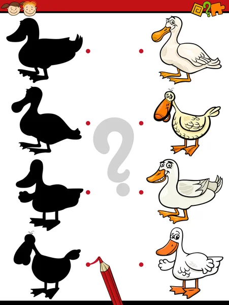 Shadows game with duck — Stock Vector