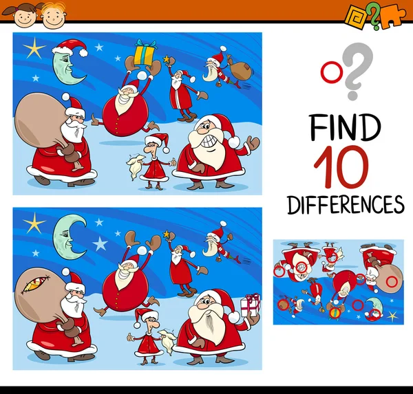 Differences task with santa — Stock Vector