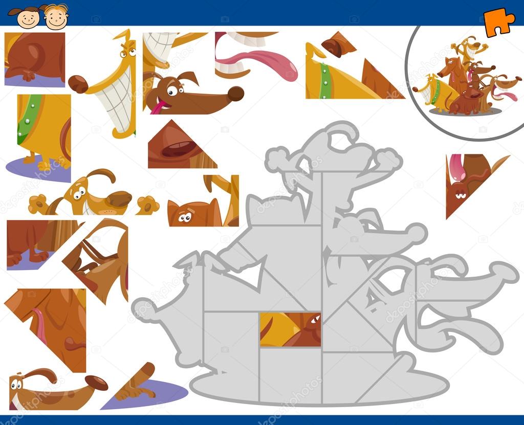 cartoon dogs jigsaw puzzle task