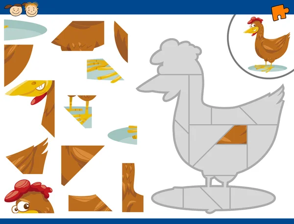 Dessin animé poule puzzle tâche — Image vectorielle