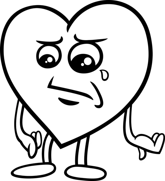 Sad heart coloring page — Stock Vector