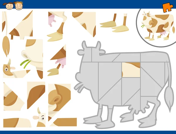 Dessin animé vache puzzle tâche — Image vectorielle