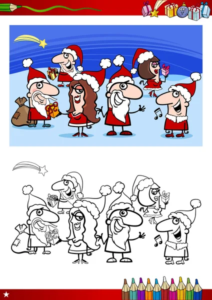 Personajes de Navidad para colorear libro — Vector de stock