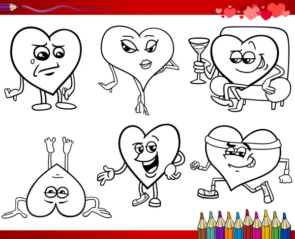 Valentine cartoons for coloring — Stock Vector