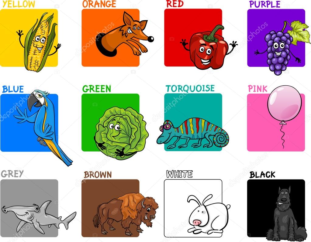 Colores primarios conjunto de dibujos animados imágenes de stock de arte  vectorial | Depositphotos