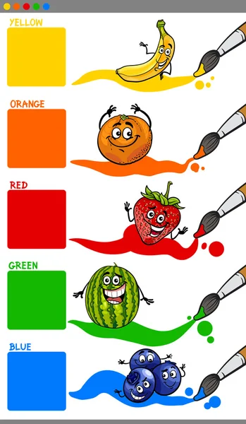 Κύρια χρώματα με φρούτα κινουμένων σχεδίων — Διανυσματικό Αρχείο