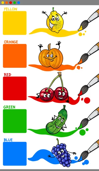 Colores primarios con fruta — Vector de stock