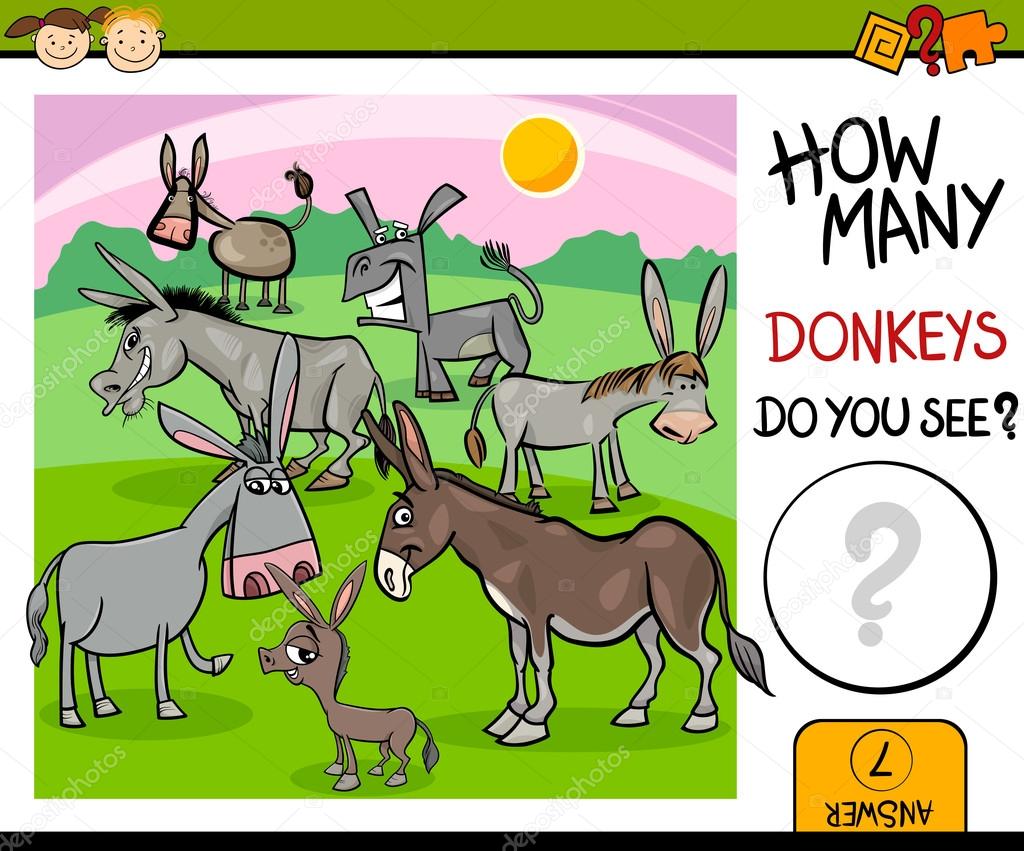 counting task with donkeys cartoon