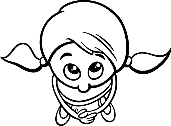 Mignon petite fille coloriage livre — Image vectorielle