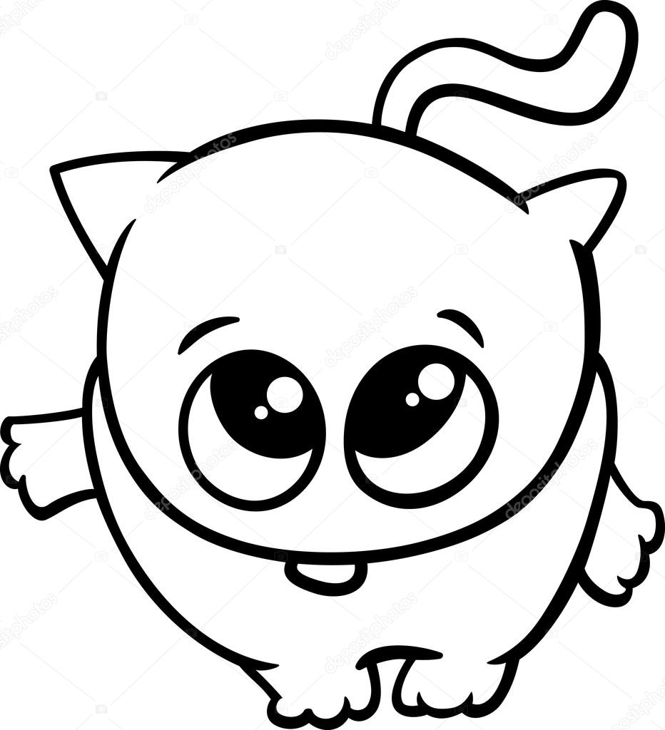 Cute Kat Cartoon Kleurplaat Stockvector Izakowski 89549606