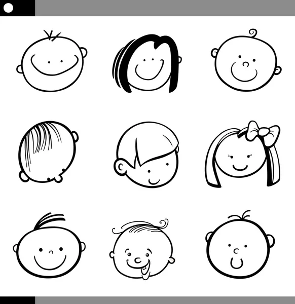 Kids faces set — Stock Vector