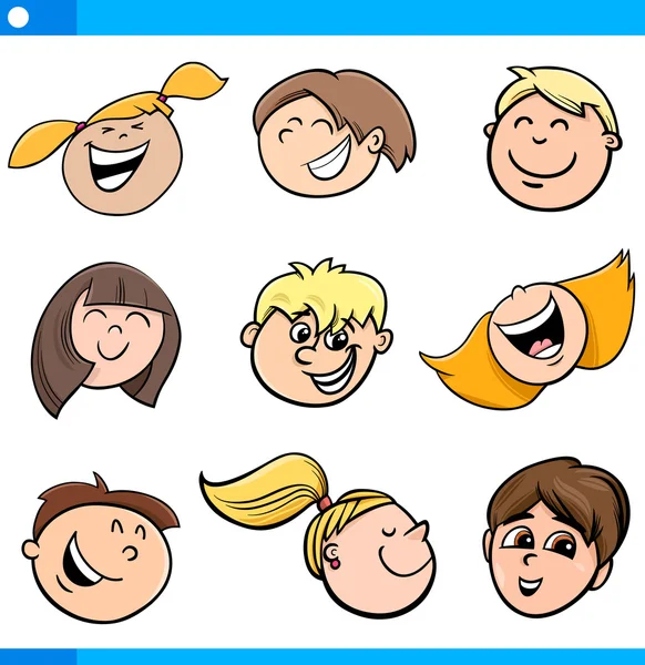 Dibujos animados niños personajes conjunto — Vector de stock