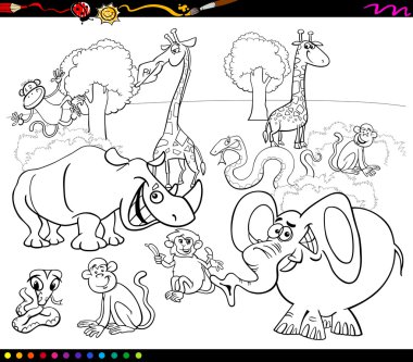 Safari animals coloring book vector