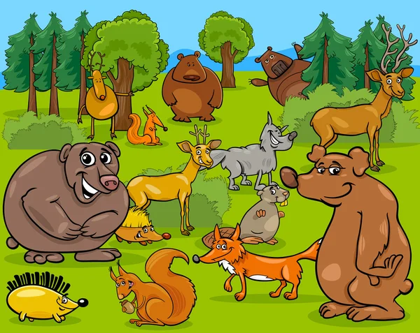 Forest animals cartoon illustration — Stock Vector