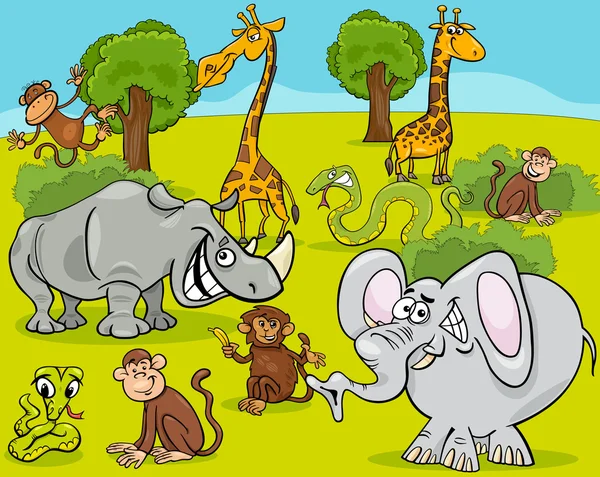 Szafari állatok cartoon illusztráció — Stock Vector
