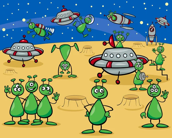 Aliens Charaktere Cartoon — Stockvektor