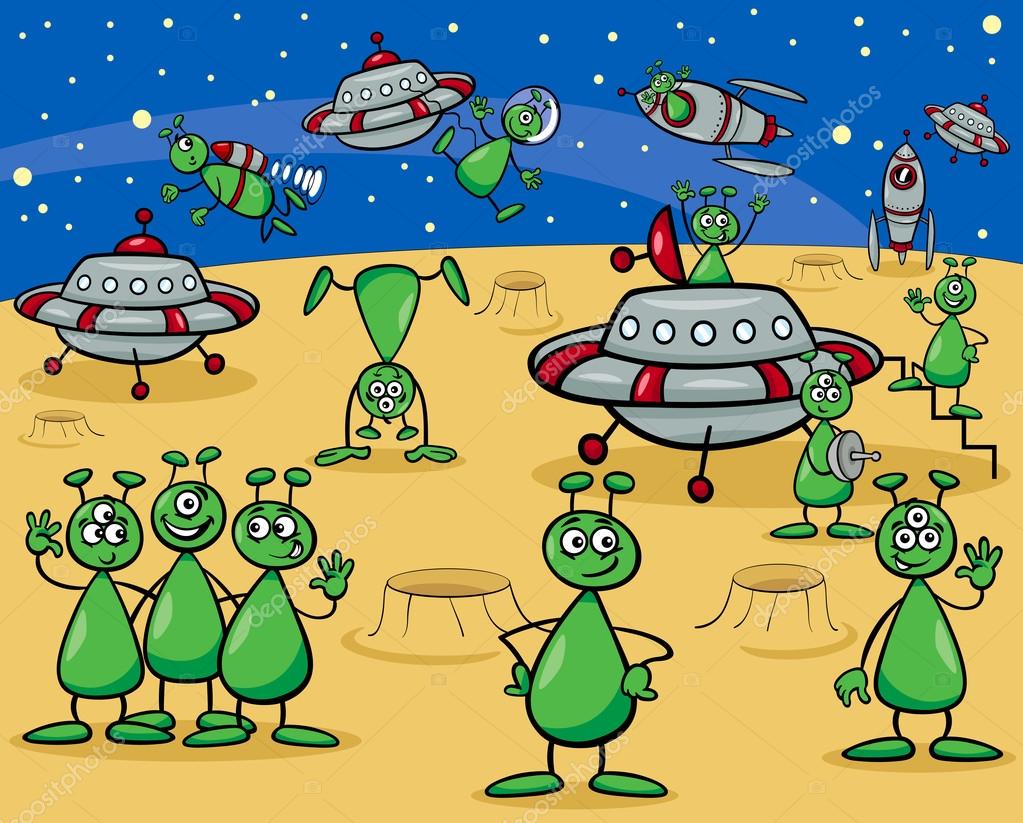 Aliens characters cartoon — Stock Vector