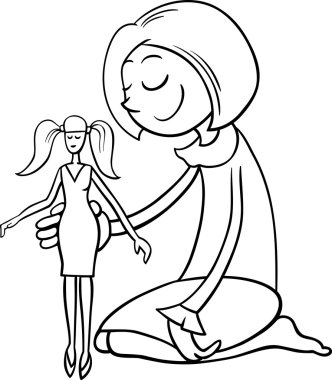 kız ve bebek boyama kitabı