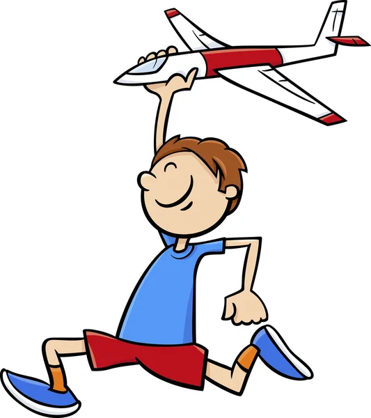 Boy with toy plane cartoon — Stock Vector