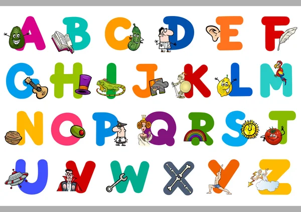 Alphabet with objects for kids — Stock Vector