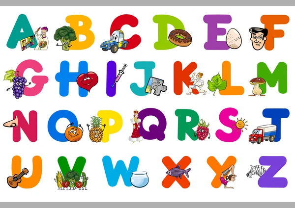 Cartoon-Alphabet für Kinder — Stockvektor