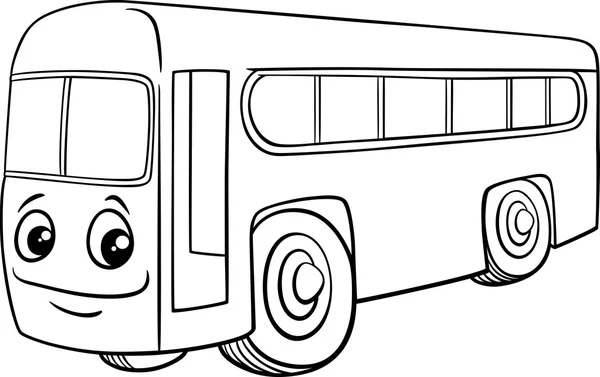 Ônibus personagem desenho animado livro para colorir — Vetor de Stock