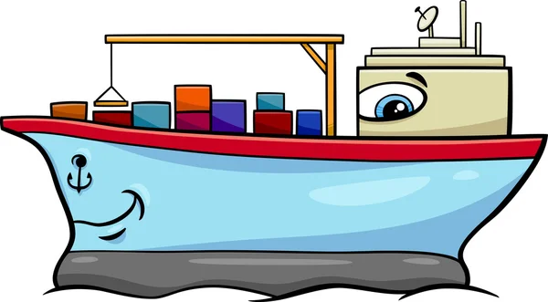 Kontejnerová loď kreslená postavička — Stockový vektor