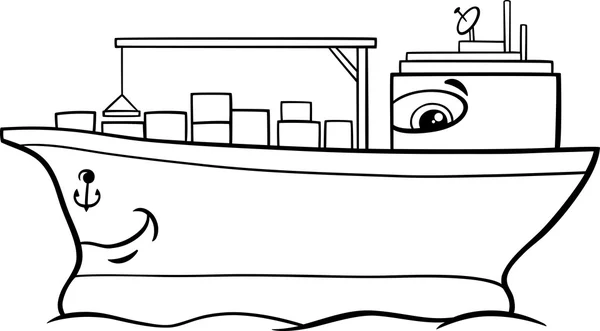 Kontejnerová loď karikatura zbarvení stránky — Stockový vektor