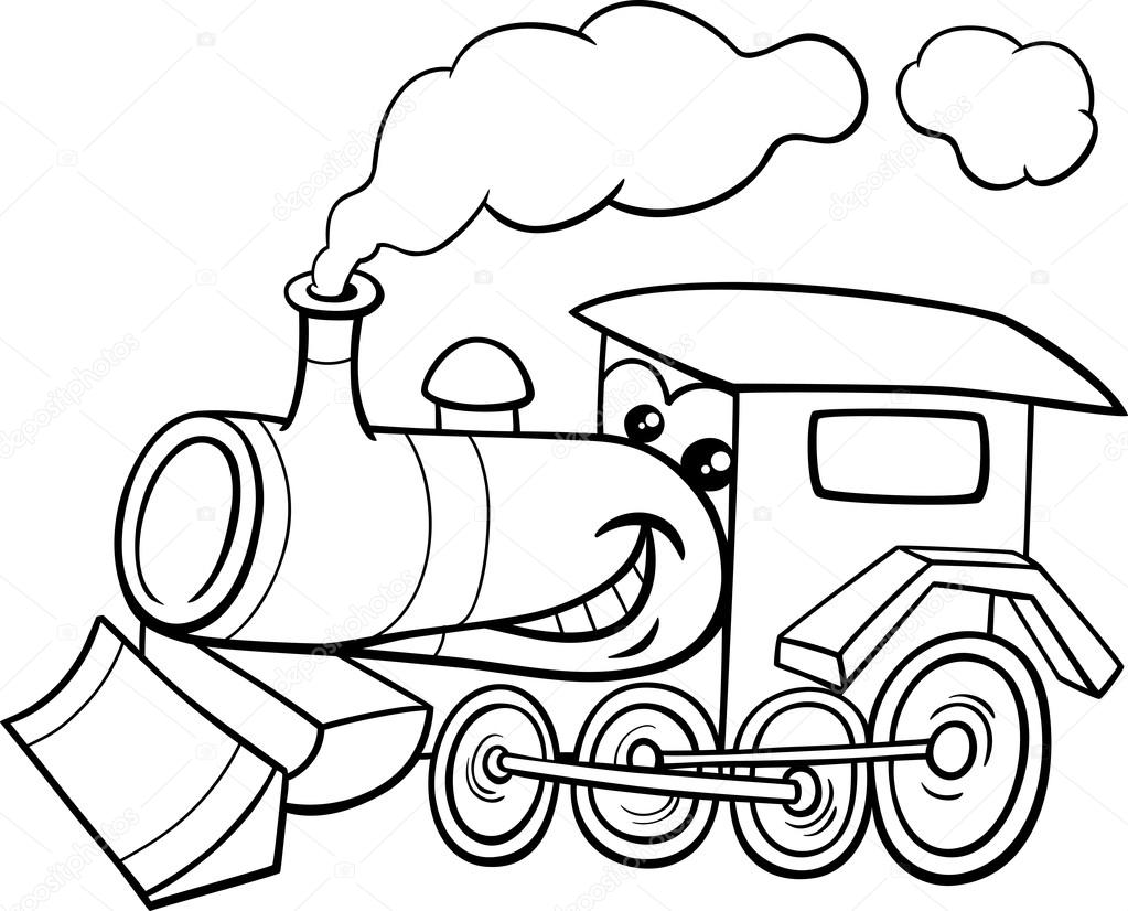 steam engine cartoon coloring page