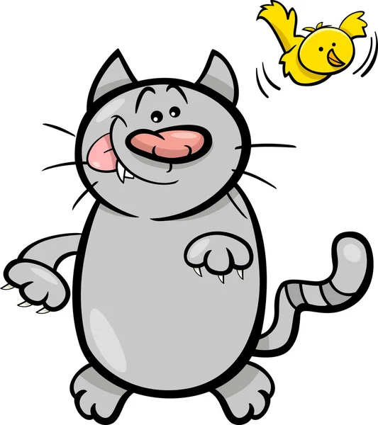 Kat en Canarische cartoon — Stockvector