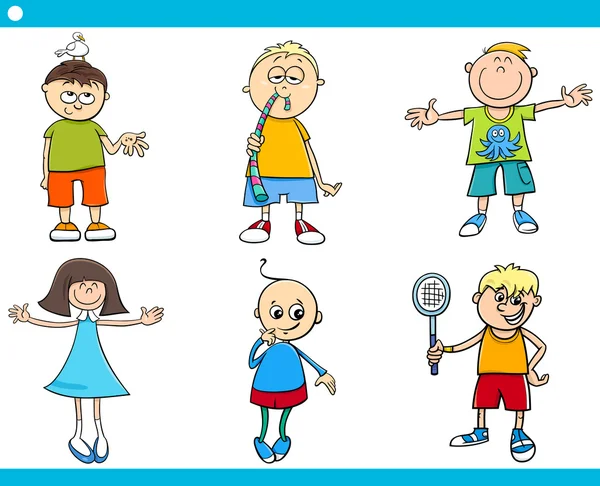 Kids characters cartoon set — Stock Vector