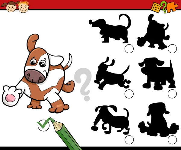 Shadows task cartoon with dogs — Stock Vector
