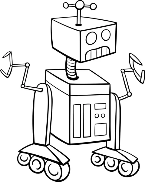 Robot personaje para colorear libro — Vector de stock