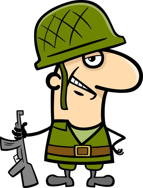 Ilustración de dibujos animados soldado — Vector de stock