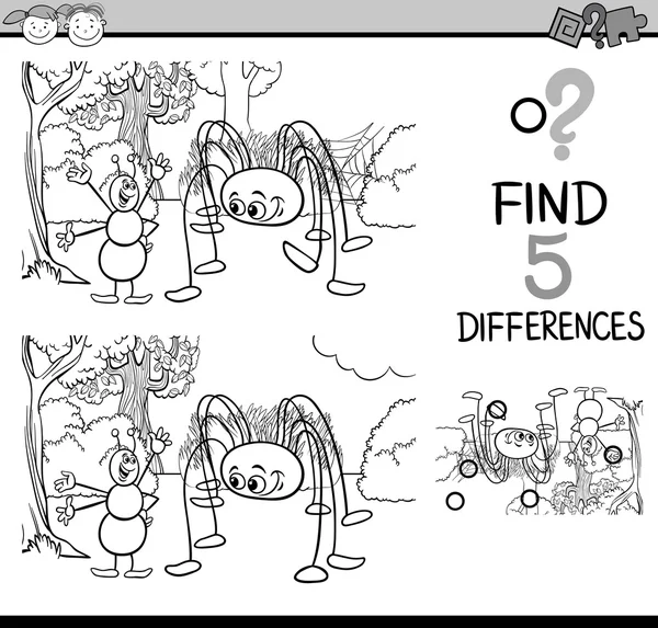 Tâche de différences livre de coloriage — Image vectorielle