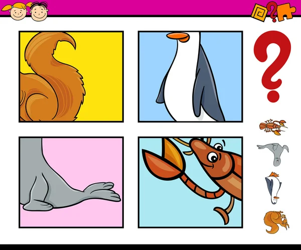 Dieren puzzel preschool taak — Stockvector