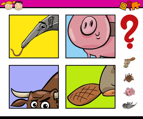 Tarea educativa con los animales — Vector de stock