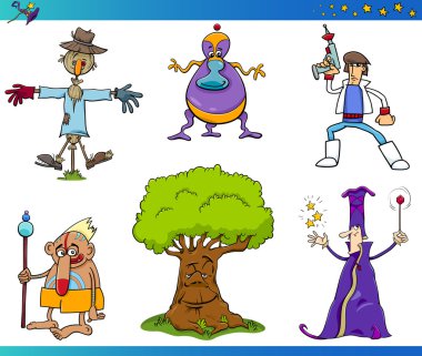 fantezi çizgi film karakter kümesi