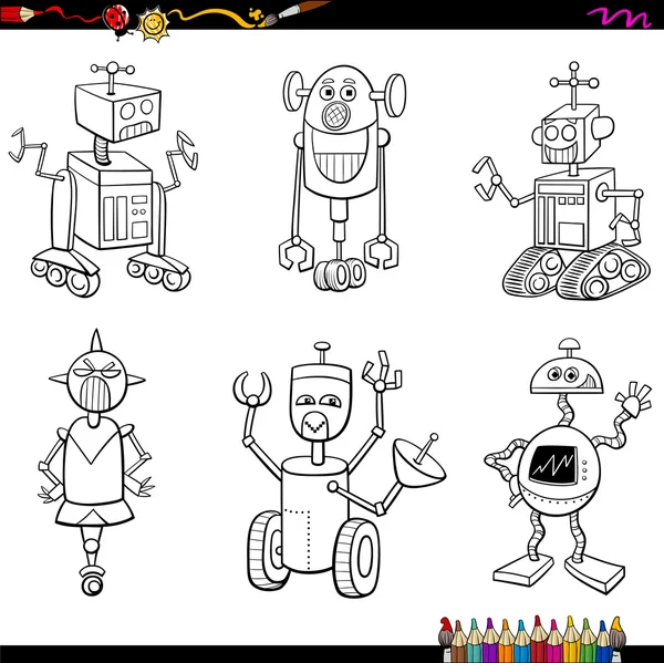Robot personajes para colorear página — Archivo Imágenes Vectoriales