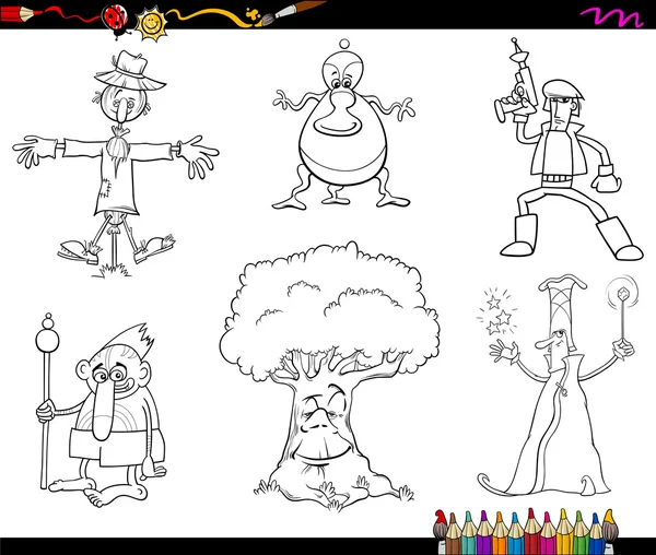 Coloriage personnages fantaisie — Image vectorielle