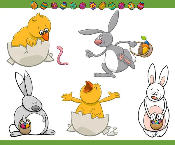 Personnages de Pâques jeu de dessin animé — Image vectorielle