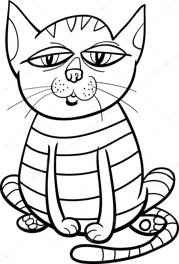 Desenho de gato surpreso para colorir