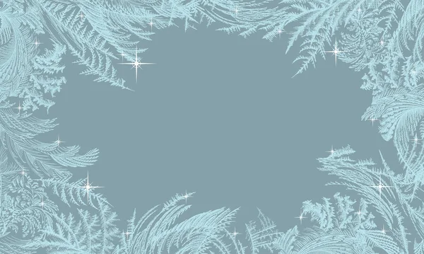 Frost Ice Window Pattern Winter Christmas Design Frame Fresh Cool — Vettoriale Stock