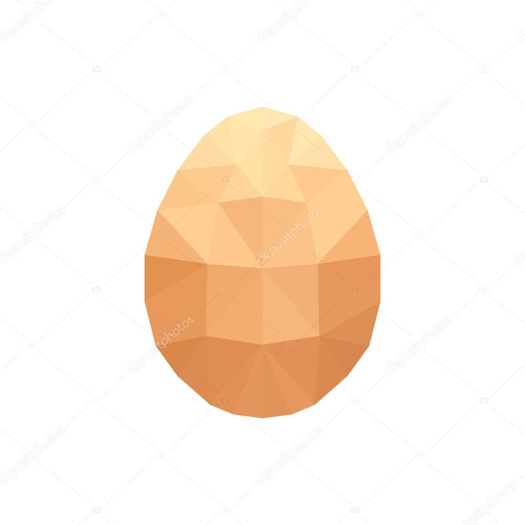 Modern flat design with origami raw egg isolated on white background