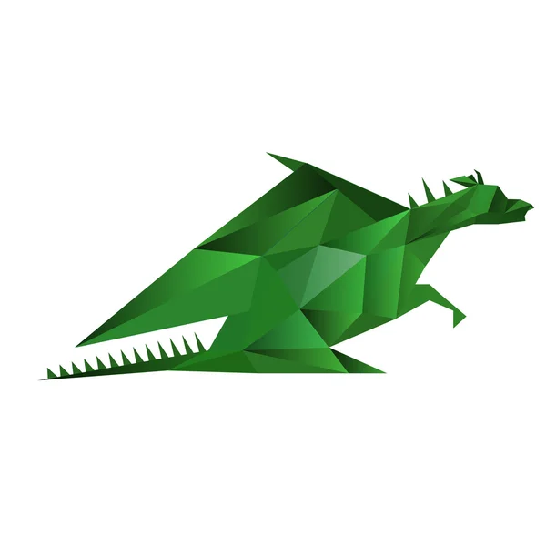 折り紙グリーン ・ ドラゴン — ストックベクタ