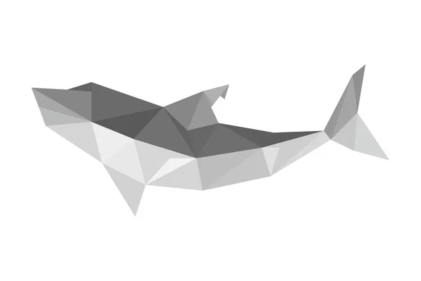 Tiburón de origami — Vector de stock