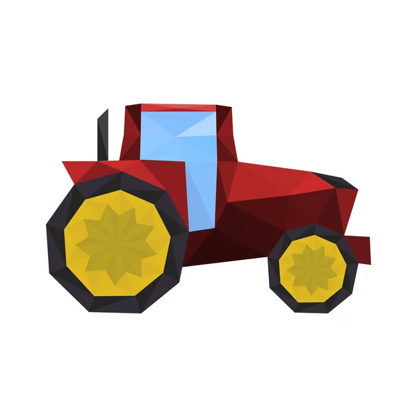 Illustration of polygonal red tractor — Stock Vector