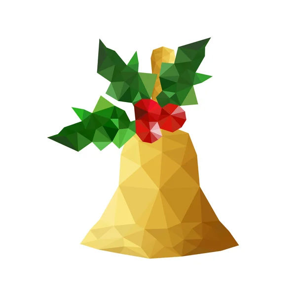 Origami bell with holly leaves — Stock Vector