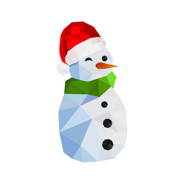 Funny origami snowman with santa hat — Stock Vector